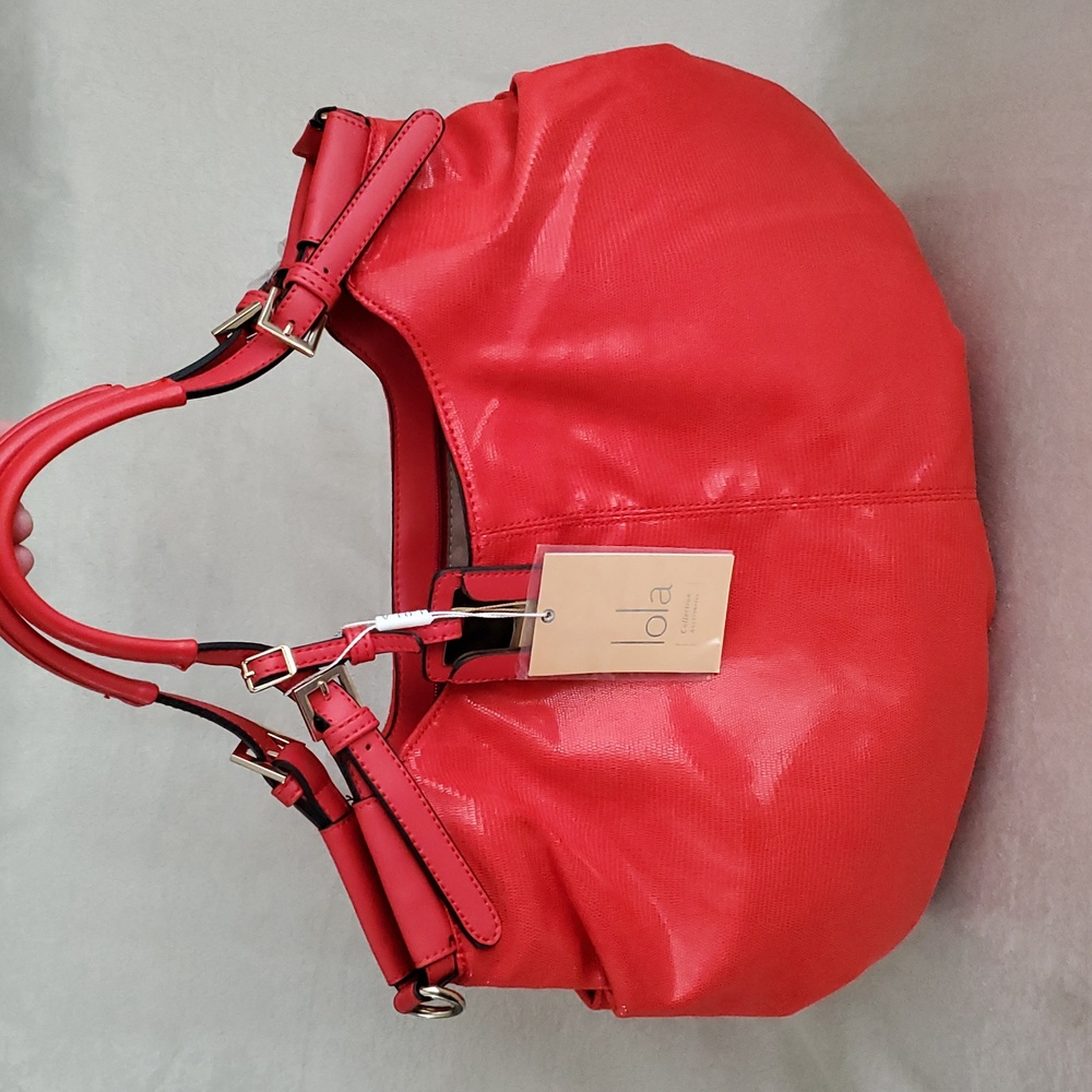 🆕️ LOLA COLLECTION Red Soft Textured Convertible Bag with Detachable Strap